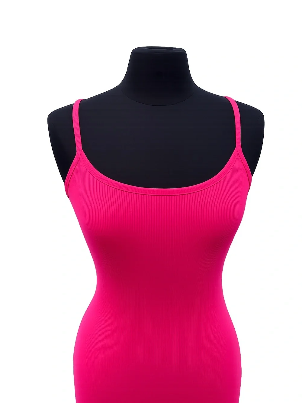 NEW Zenana Tawnie Bodycon Spaghetti-Strap Midi/Maxi Dress Hot Pink Barbiecore Lg - Picture 4 of 11